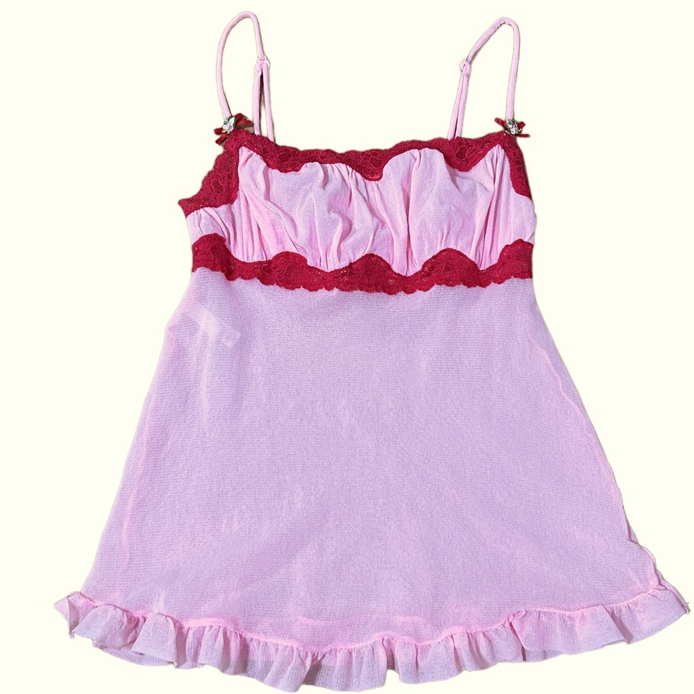 Y2K Vintage Victoria’s Secret Camisole Lingerie Top Size XS Pink & Red